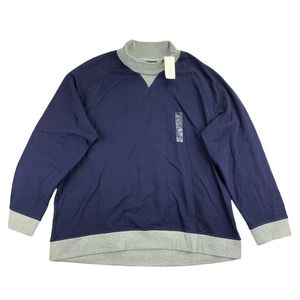 Club Room Mens Fleece Long Sleeve Colorblock Turtleneck Sweater Navy Blue 3XL